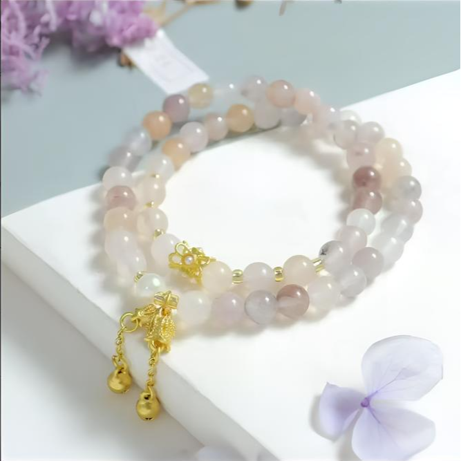 新疆天然金丝玉紫罗兰色气质百搭玉石手链多圈手串（多样性发货）