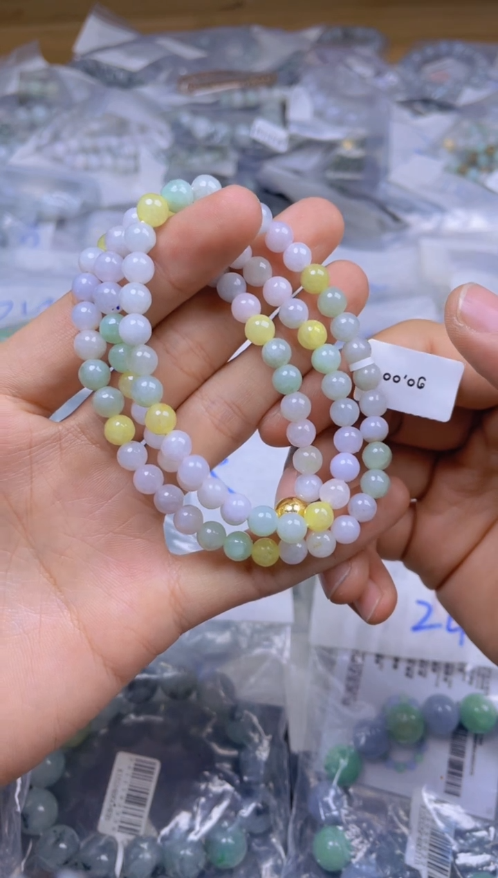 定制翡翠未镶嵌珠串6+