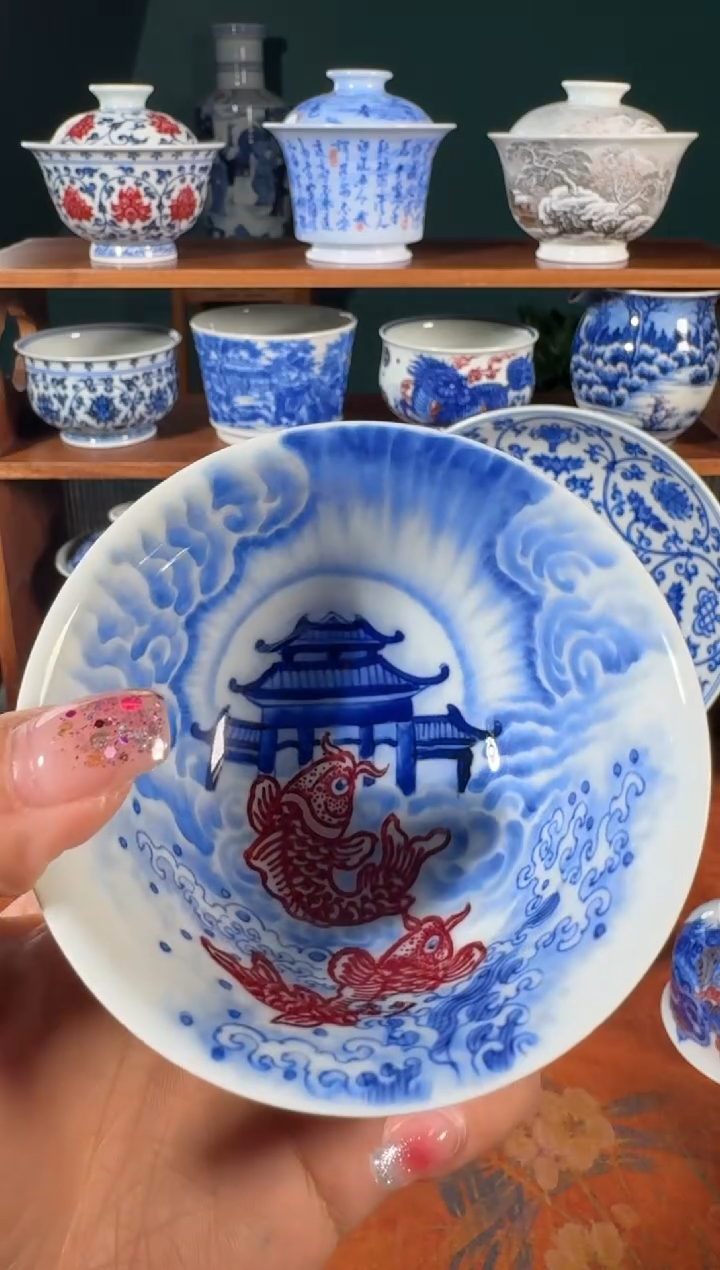 【闪购商品】杯永明尚玩鲤鱼跃龙门撇口杯