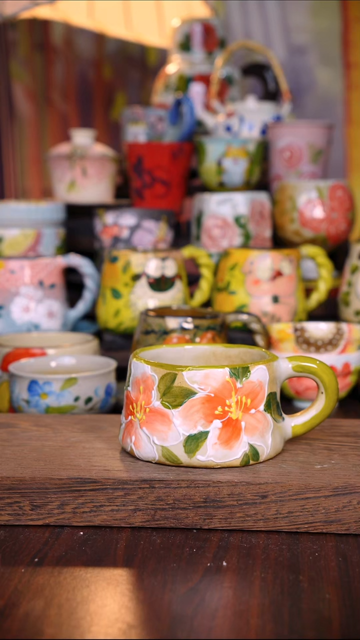 杯子陶泥垚手作 景德镇手工手绘陶瓷器物