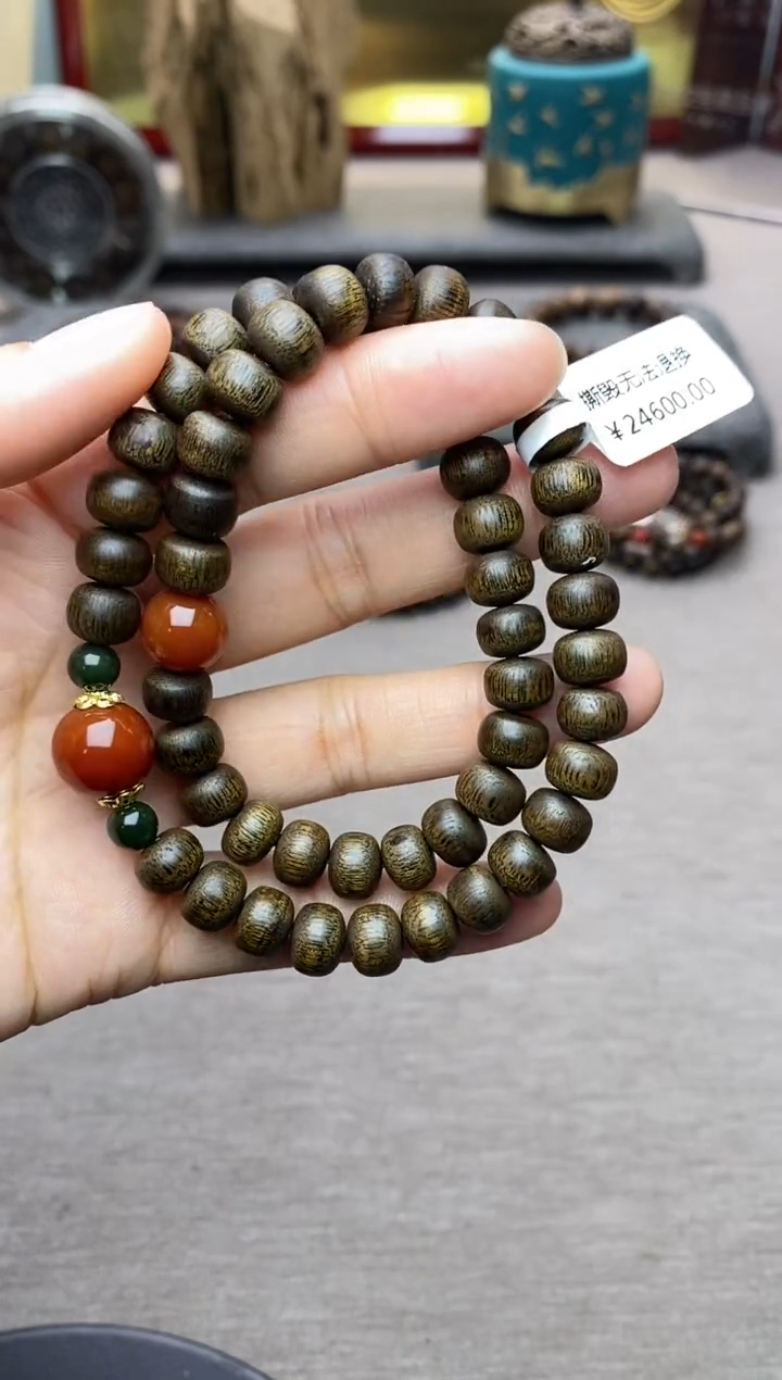 【闪购商品】沉香手串富森红土6*8玉化沉水＋配饰双圈设计