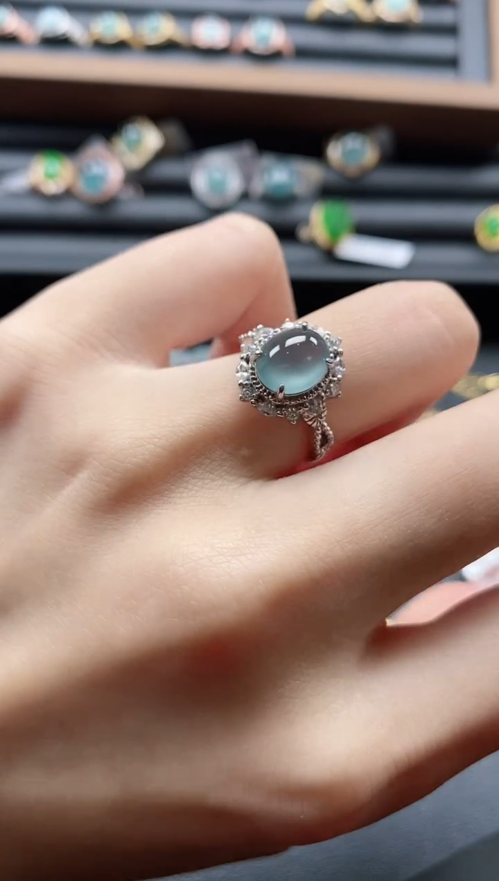 【闪购商品】翡翠戒指银S925镶嵌5111