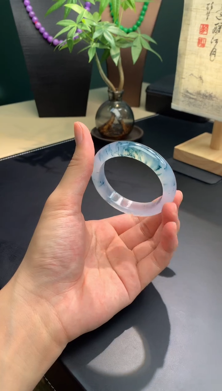 未镶嵌手镯翡翠【俊龙翡翠】天然缅甸A货翡翠手镯56.5-13-9.5正圈