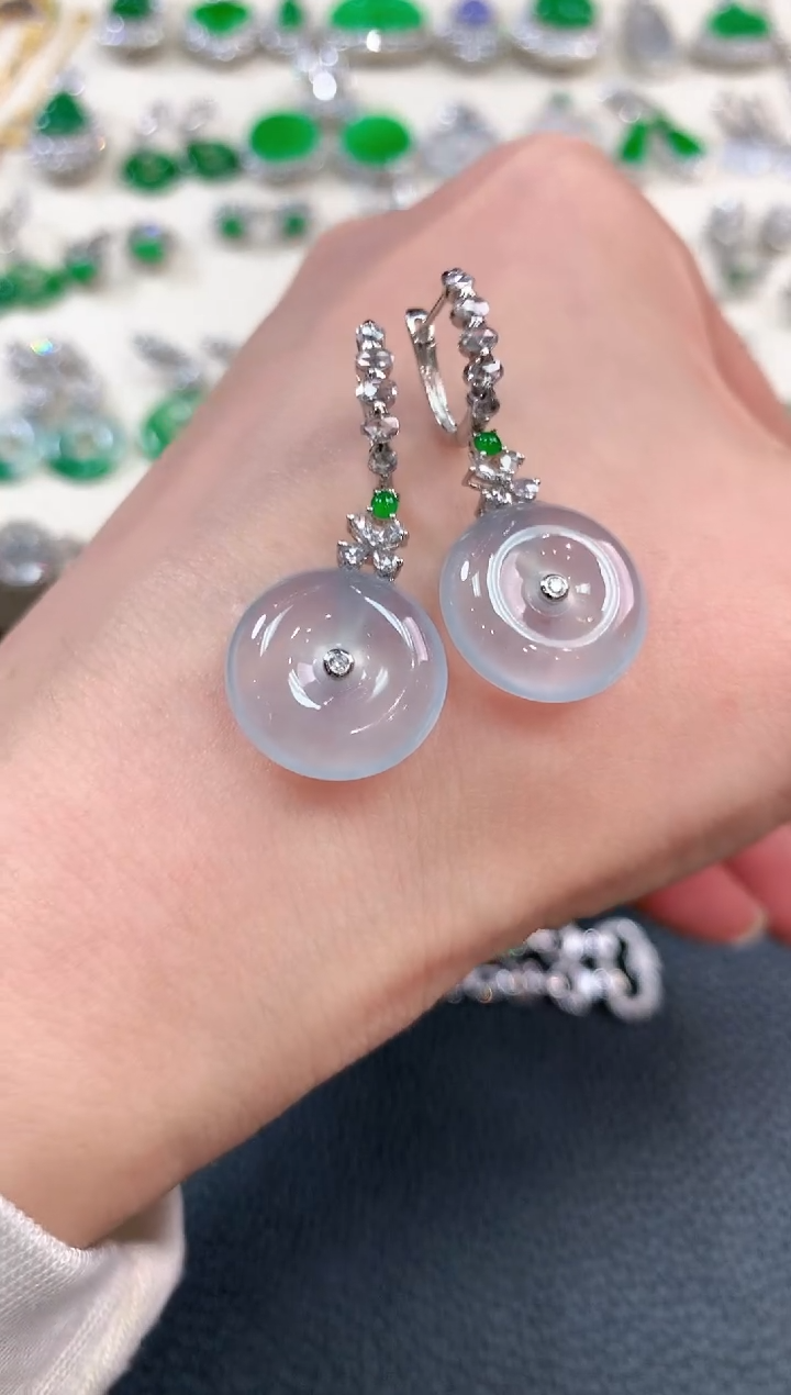 【闪购商品】翡翠耳饰18K金镶嵌n32