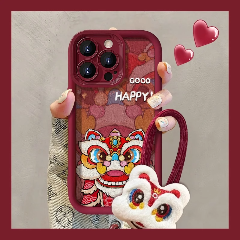 新年醒狮适用于VIVO真我oppo一加IQOO高颜值中国风防摔手机壳（领）