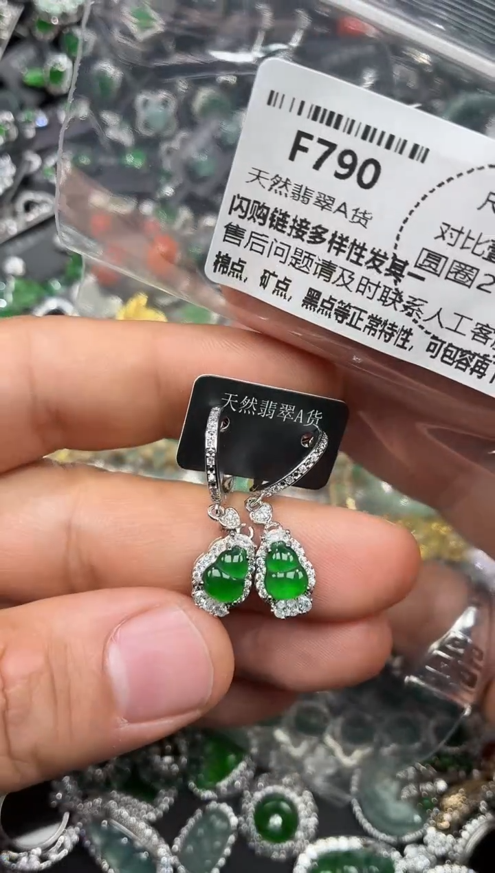 颈饰未镶嵌翡翠F790耳扣