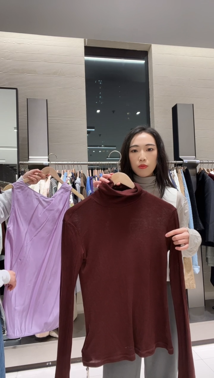 CHIC MOI 咖色打底衫 S M