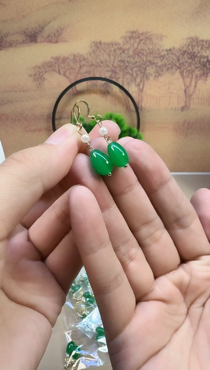 颈饰14K金镶嵌和田玉A114 