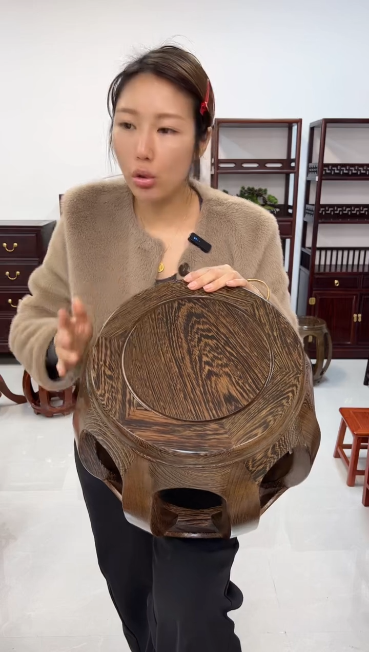 鸡翅木类家具鸡翅木小号鼓凳 假一赔四