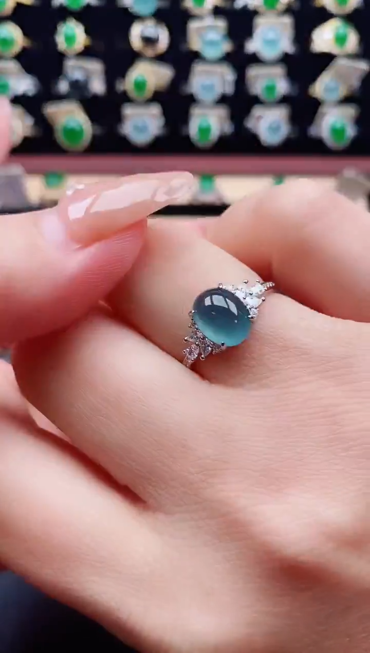 银S925镶嵌戒指翡翠1