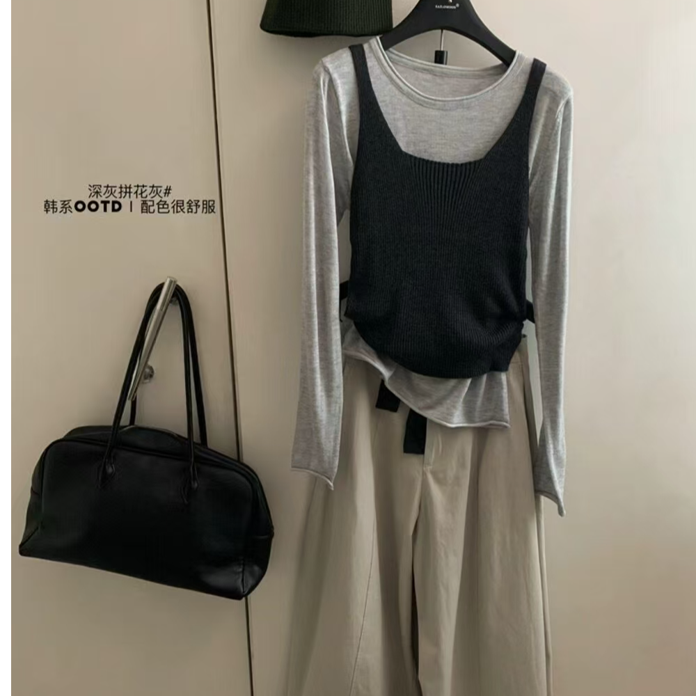 200-299 修身型通勤INS风日韩背心吊带套装休闲流浪韩版洋气