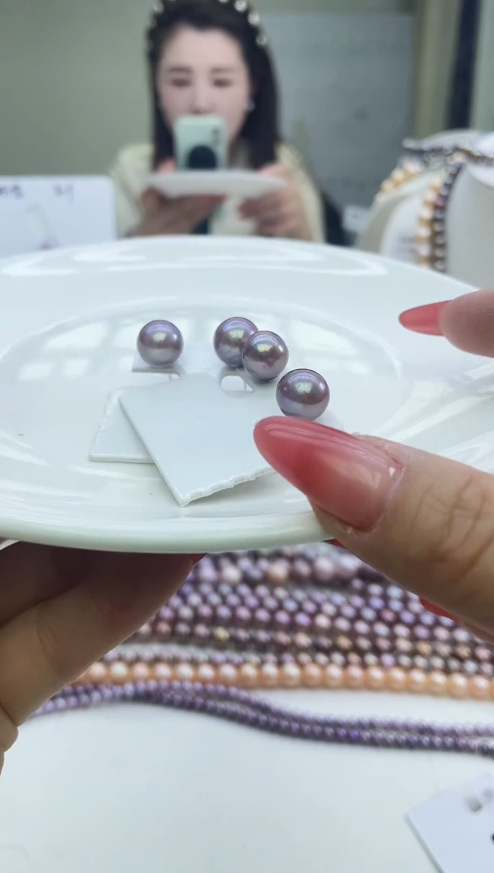 未镶嵌耳饰淡水珍珠紫色系耳饰