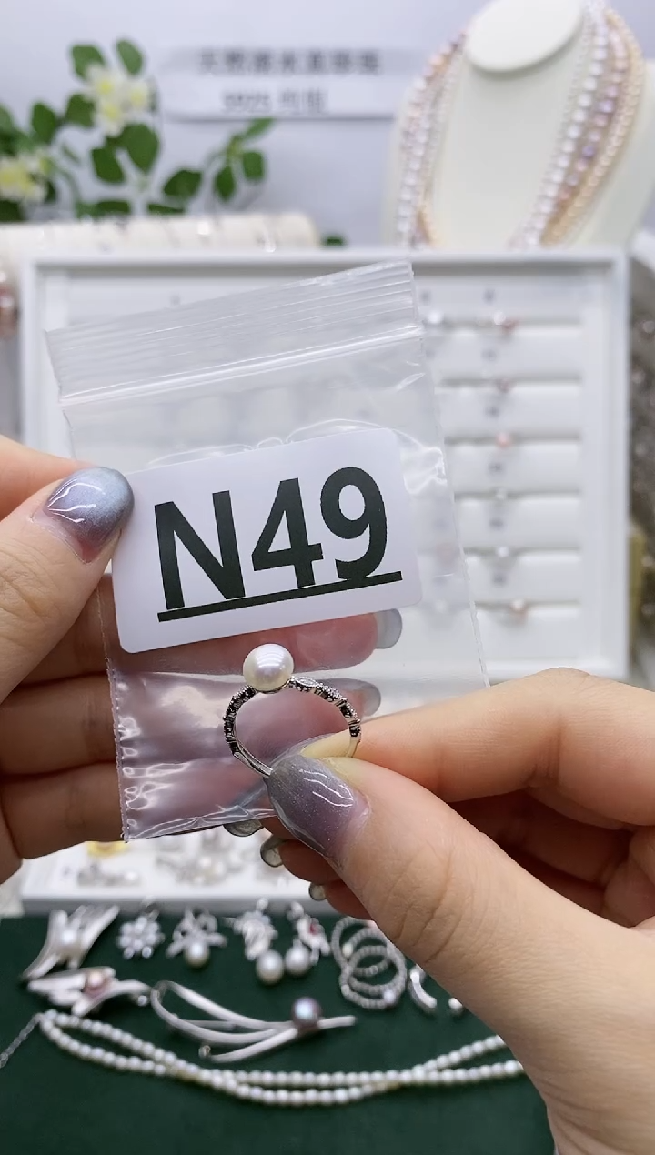 银S925镶嵌无淡水珍珠小*敏N49