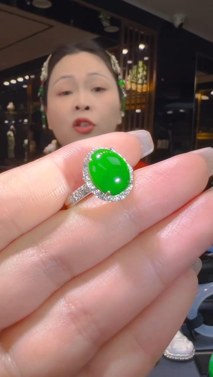 【闪购商品】翡翠戒指银S925镶嵌105 (多样性发货)