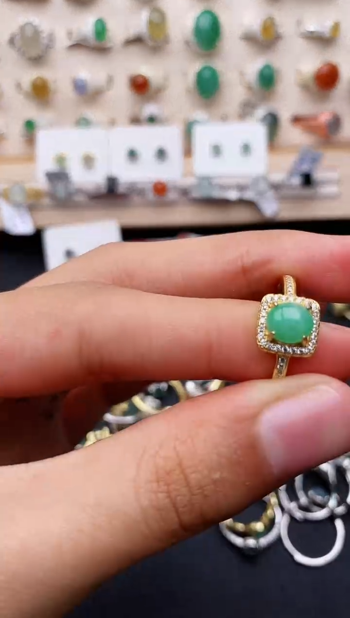 【闪购商品】翡翠戒指银S925镶嵌缅甸翡翠