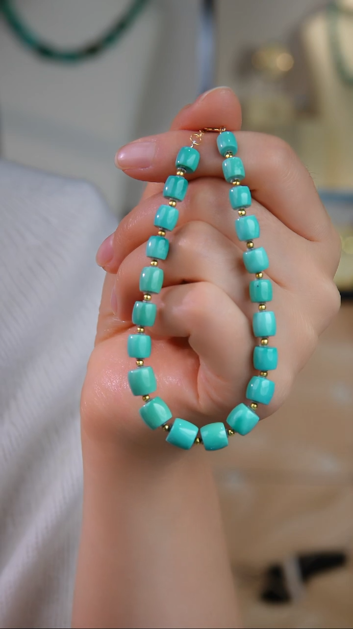 18K金镶嵌绿松石手串1