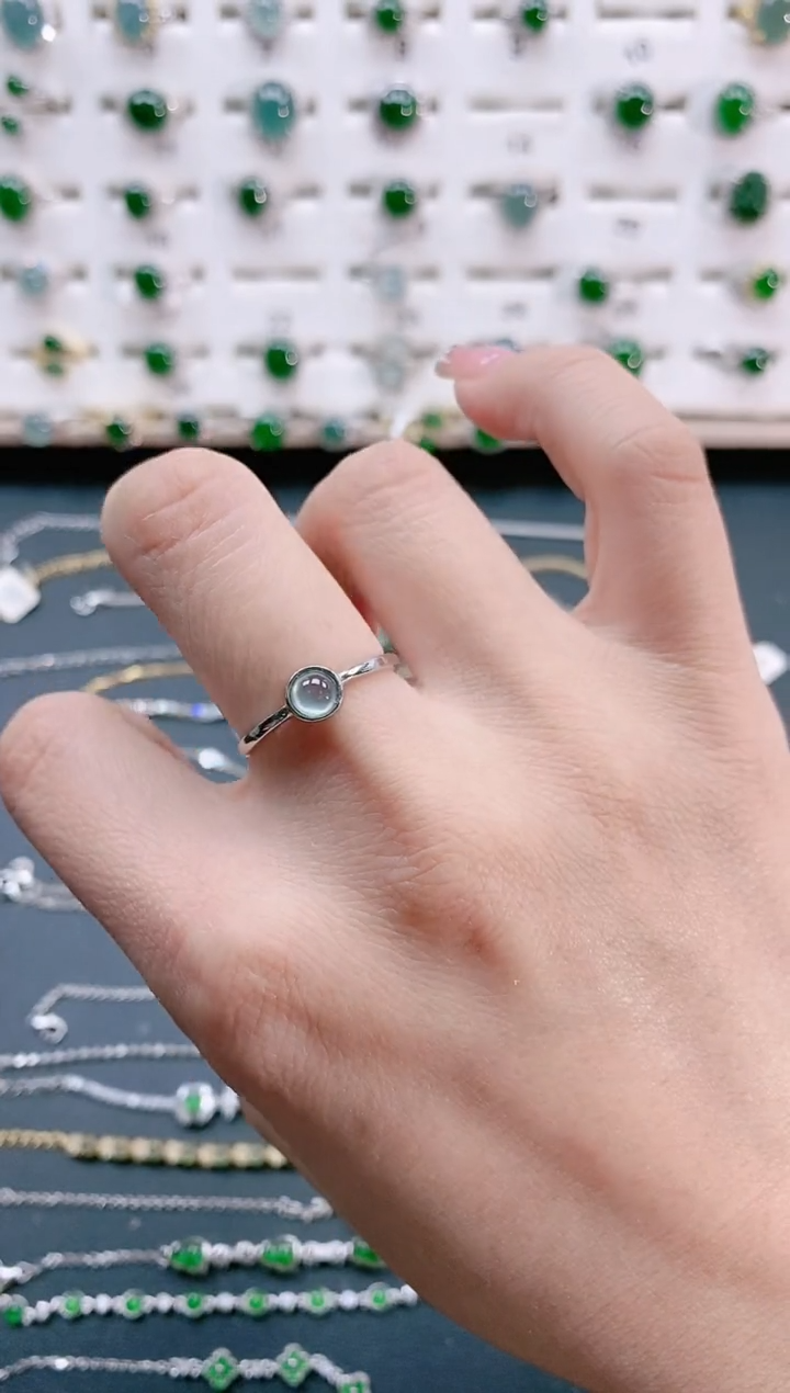 【闪购商品】翡翠戒指银S925镶嵌天然翡翠