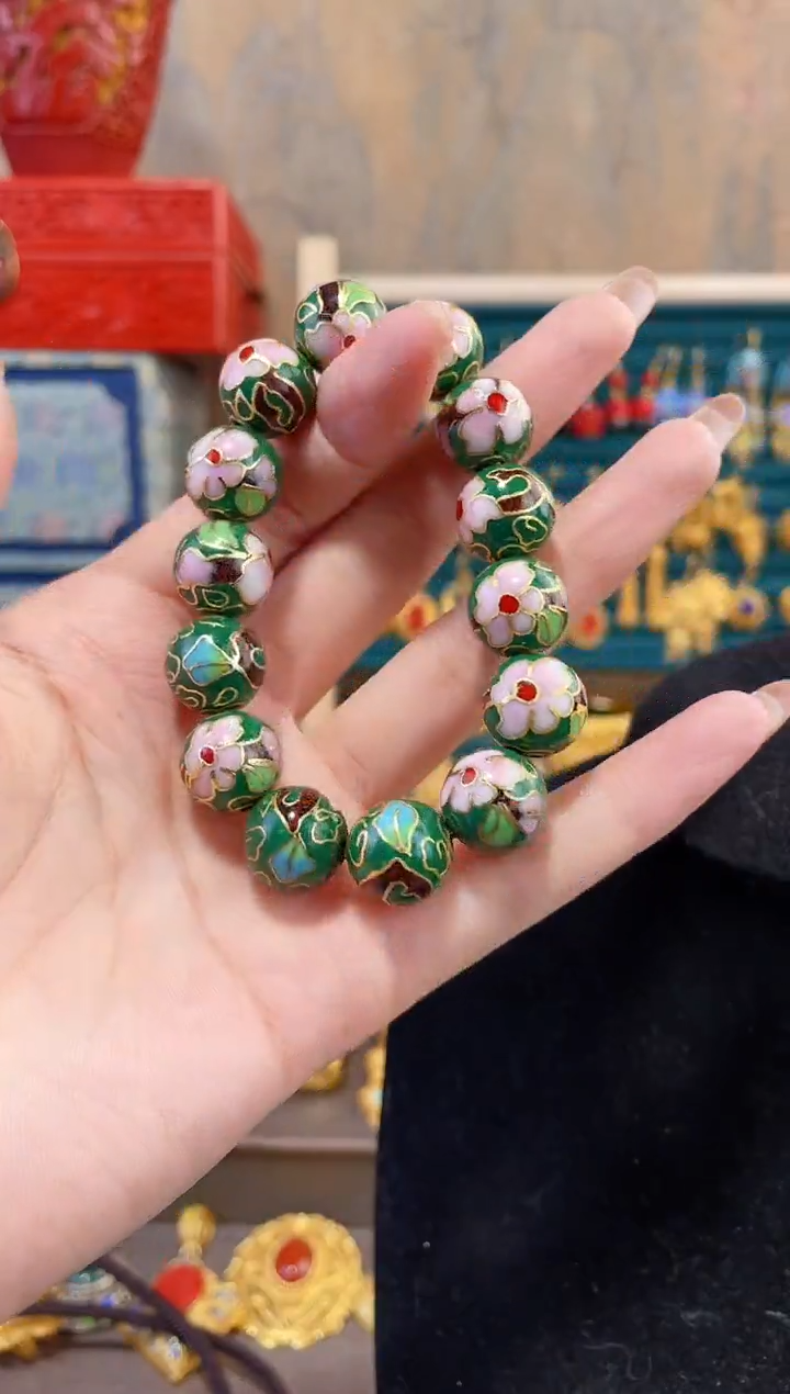 【闪购商品】非遗景泰蓝手串1.4绿色