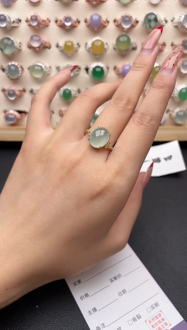 【闪购商品】翡翠戒指银S925镶嵌一物一证一礼盒