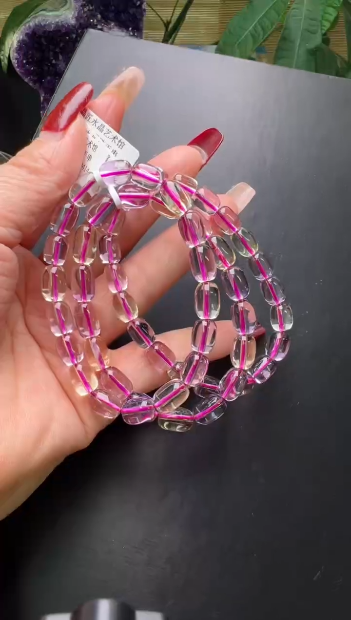 【闪购商品】水晶手串未镶嵌紫黄晶桶珠手串多样性发一X37969