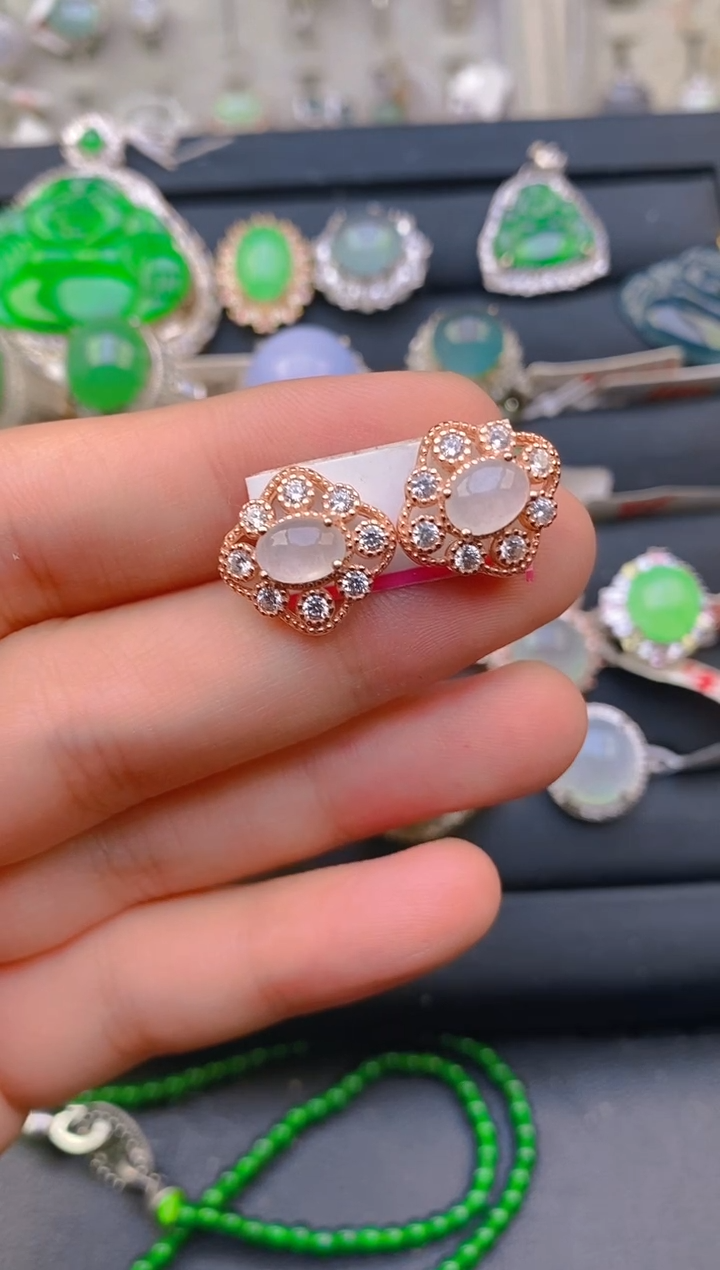 【闪购商品】翡翠戒指银S925镶嵌天然A货翡翠1