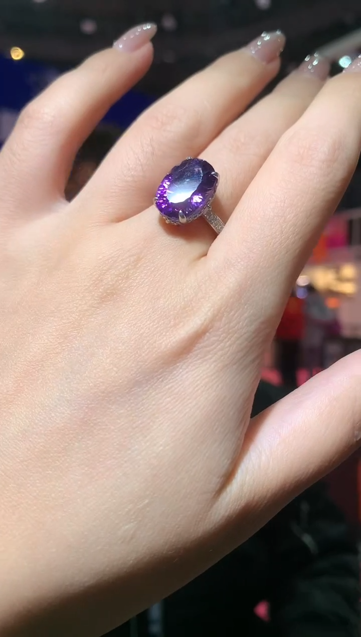 银S925镶嵌戒指水晶【宝石世家严选】