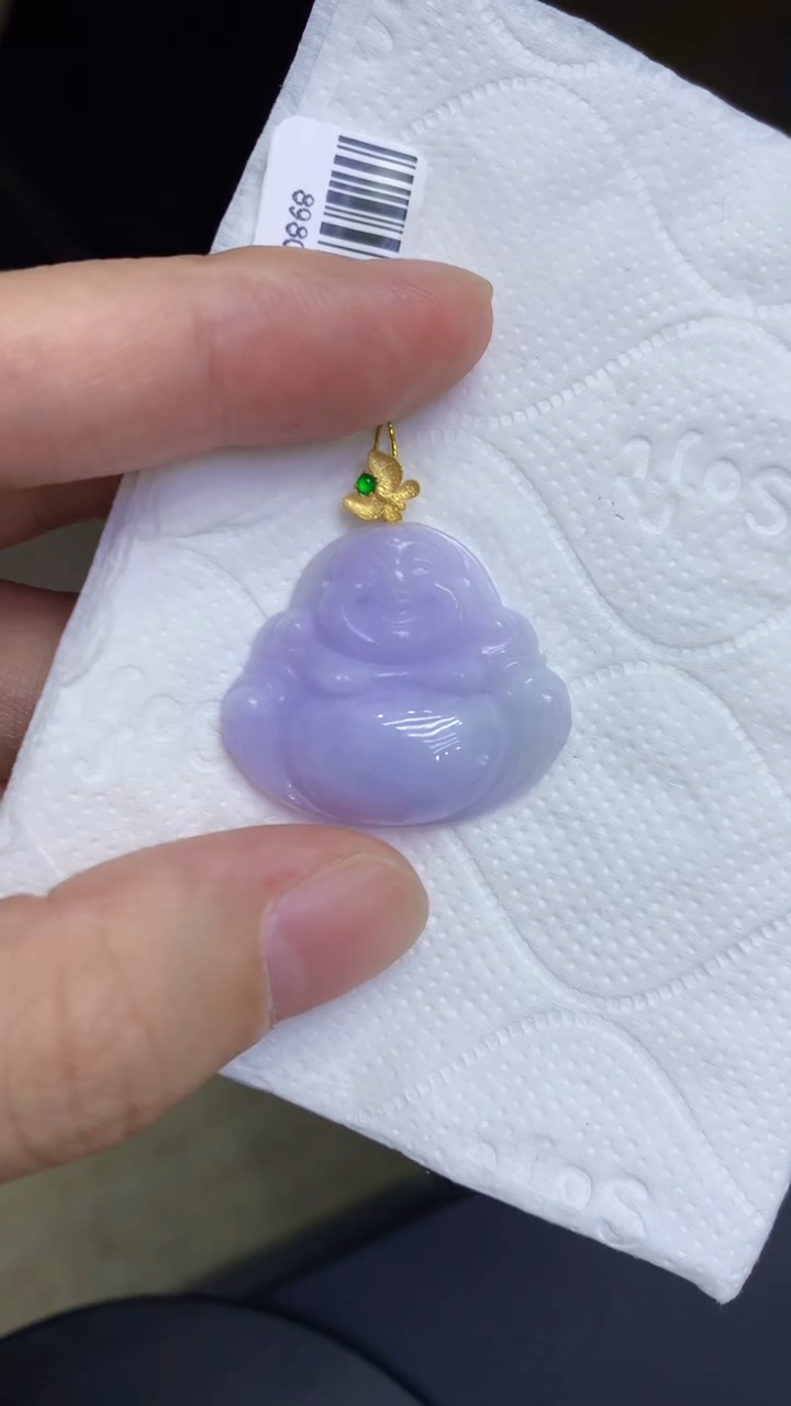 颈饰18K金镶嵌翡翠天然缅甸翡翠A货