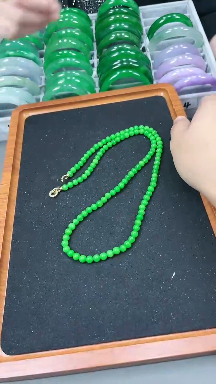 【闪购商品】砖雕s45 辣阳绿小米珠108项链 卡7mm