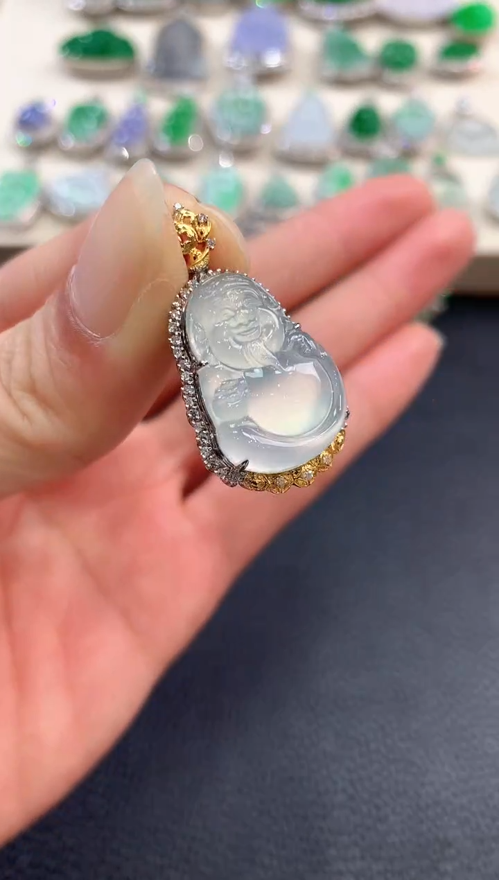 【闪购商品】翡翠吊坠(不含链)18K金镶嵌n25  