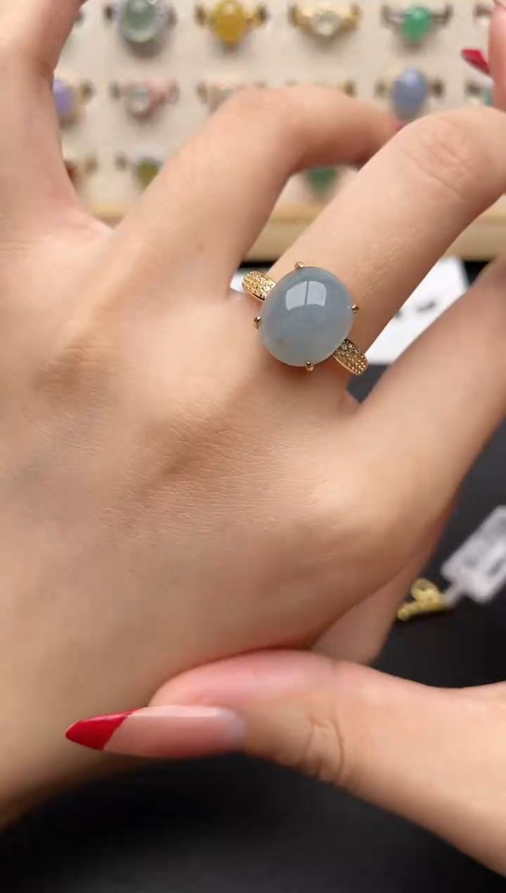 【闪购商品】翡翠戒指银S925镶嵌一物一证一礼盒