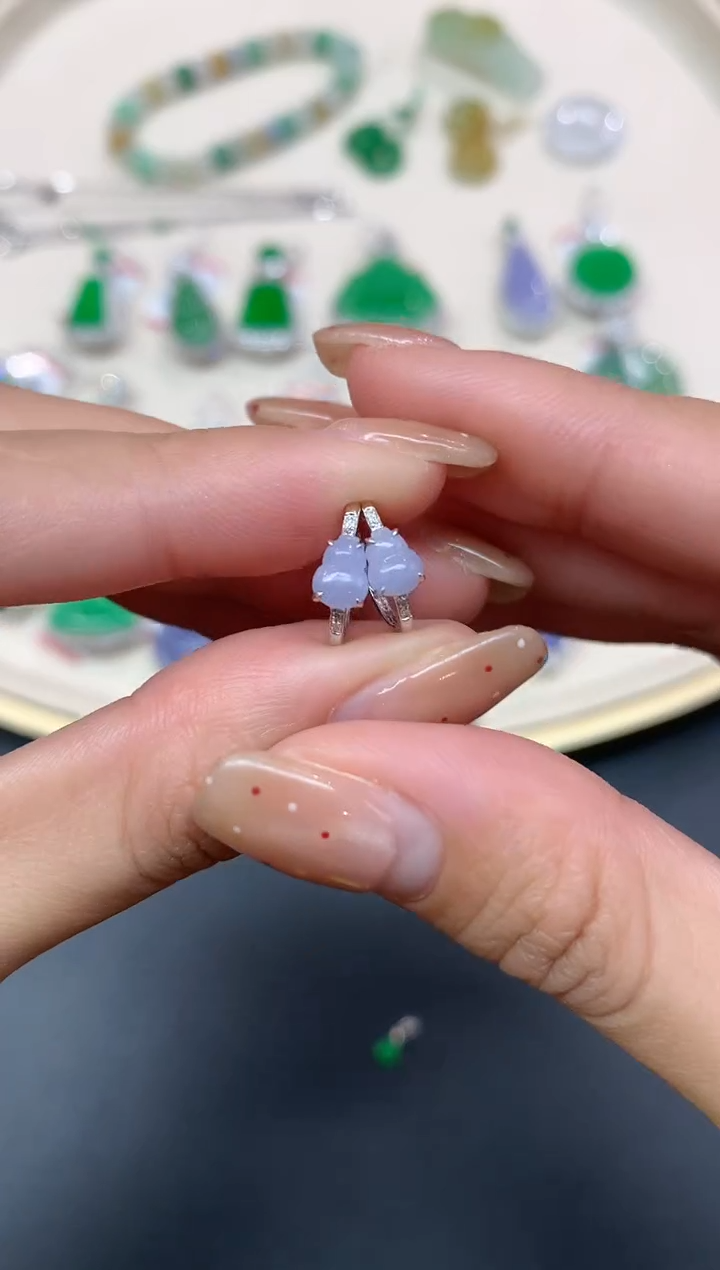 【闪购商品】翡翠耳饰18K金镶嵌耳饰A283|1980