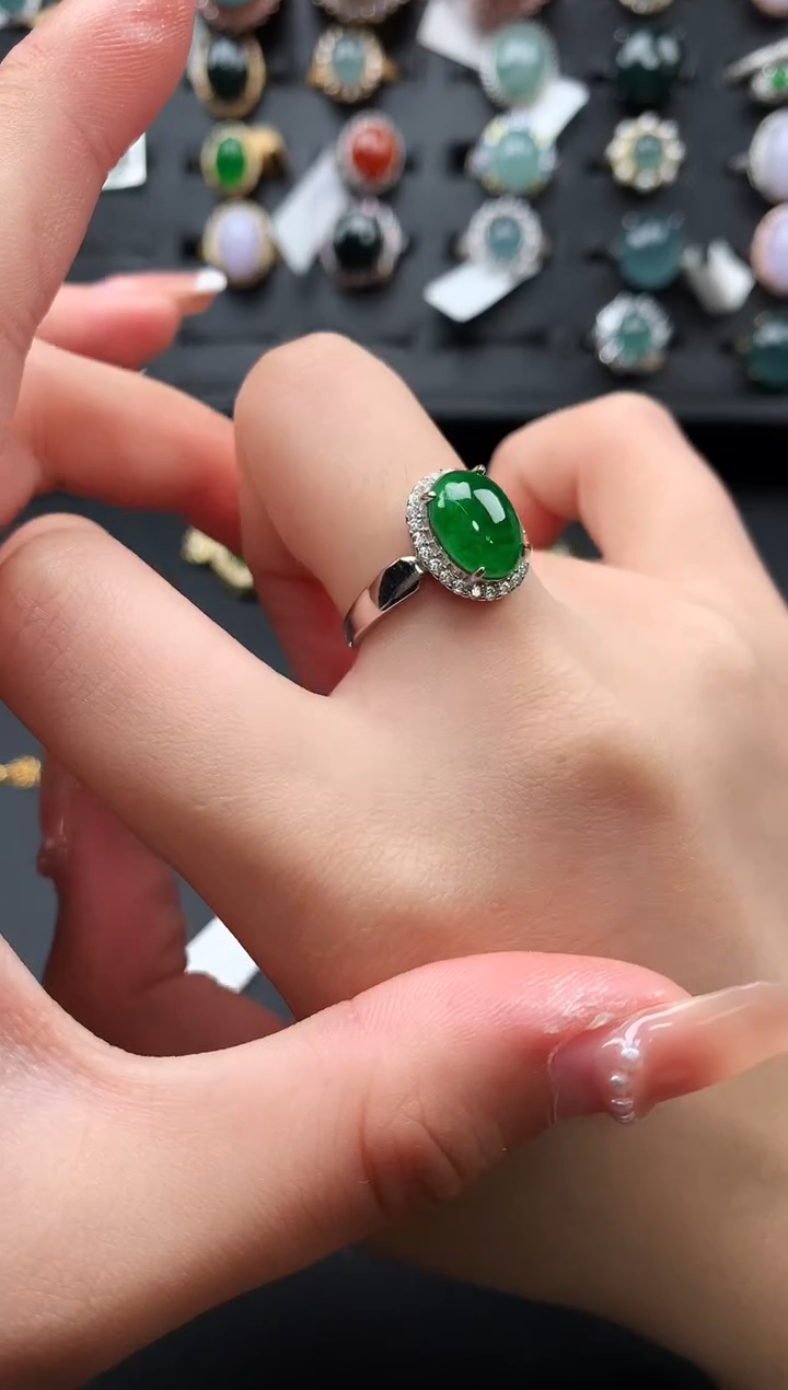 【闪购商品】翡翠戒指银S925镶嵌52141
