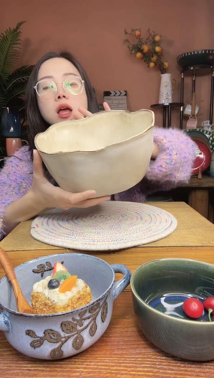 陶瓷9英寸异形不规则大汤碗 微瑕疵
