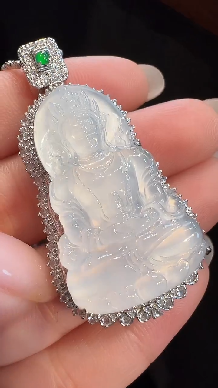 吊坠(不含链)18K金镶嵌翡翠AL6