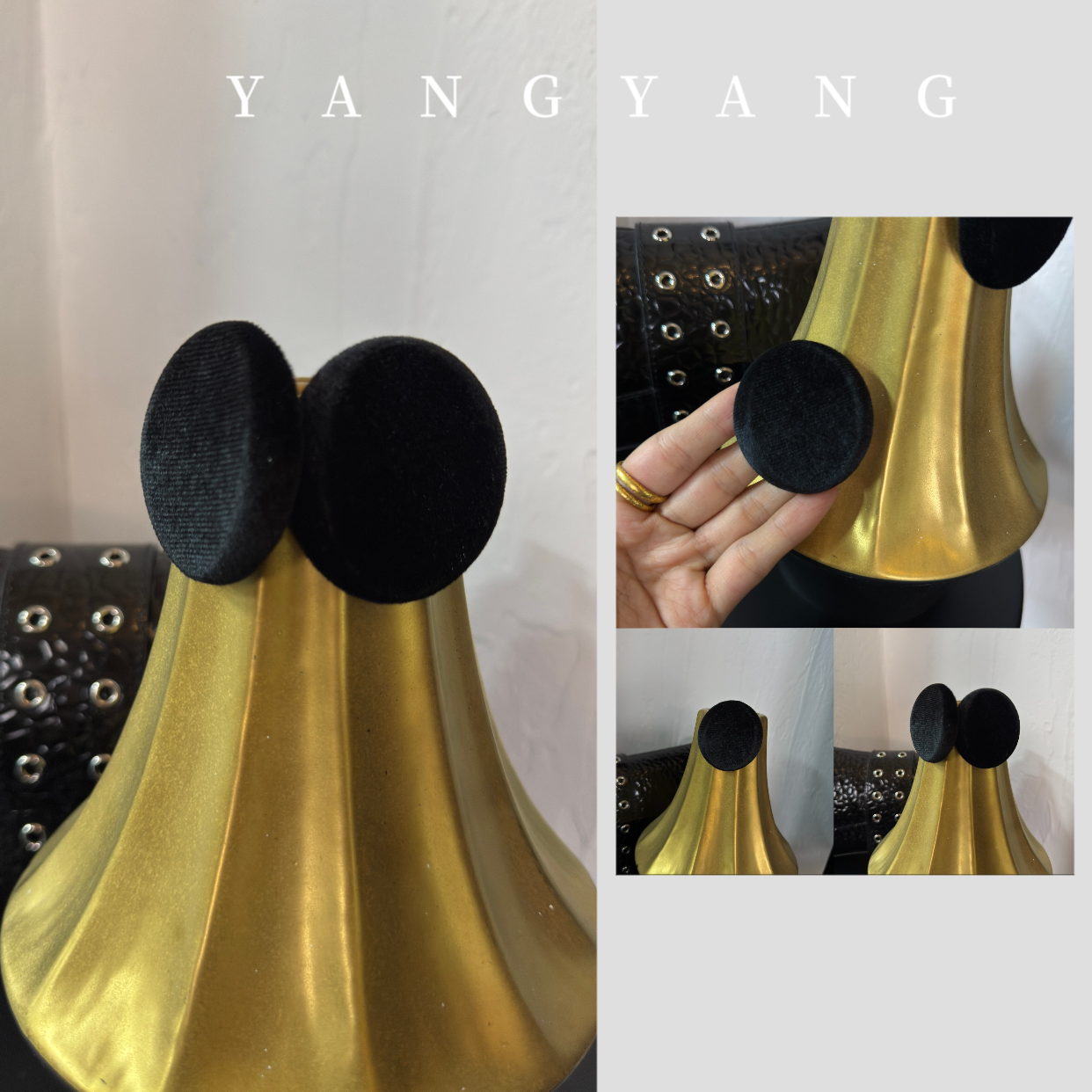 不锈钢布艺耳饰 YANGYANG 复古宫廷黑色法式耳钉饰品韩版时尚布艺