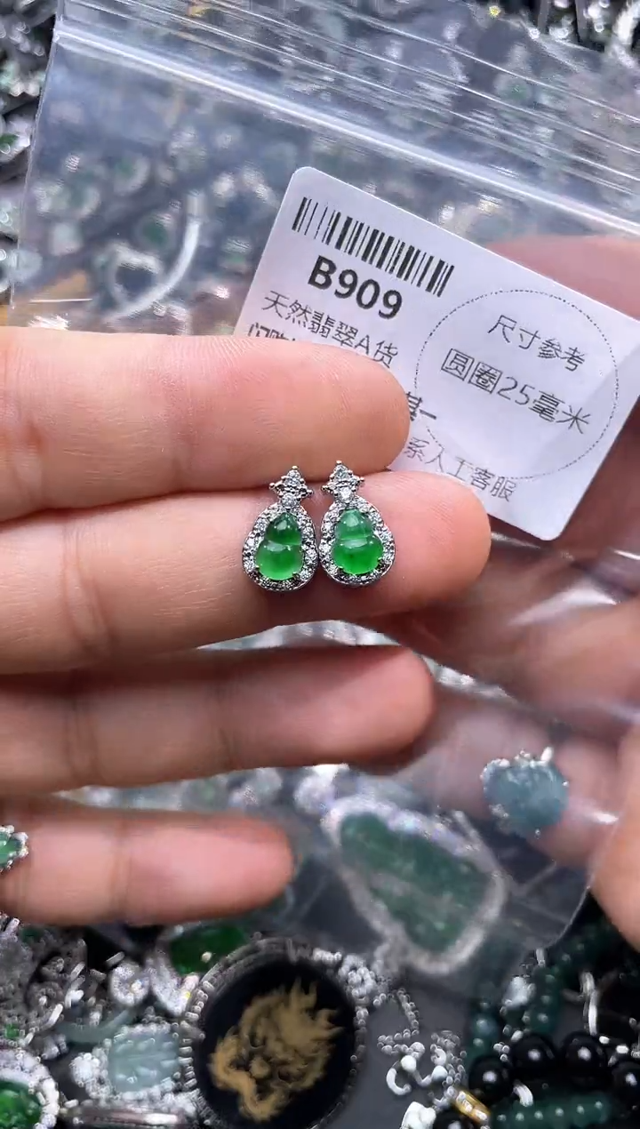【闪购商品】翡翠颈饰未镶嵌B909耳钉