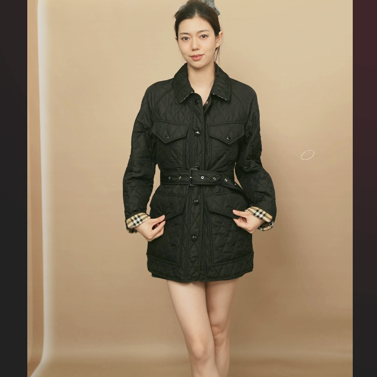 95新 BURBERRY/博柏利 棉服黑色XS码/250905SJD2Z02