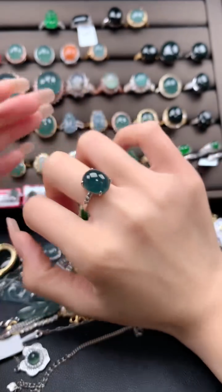 【闪购商品】翡翠戒指银S925镶嵌432432
