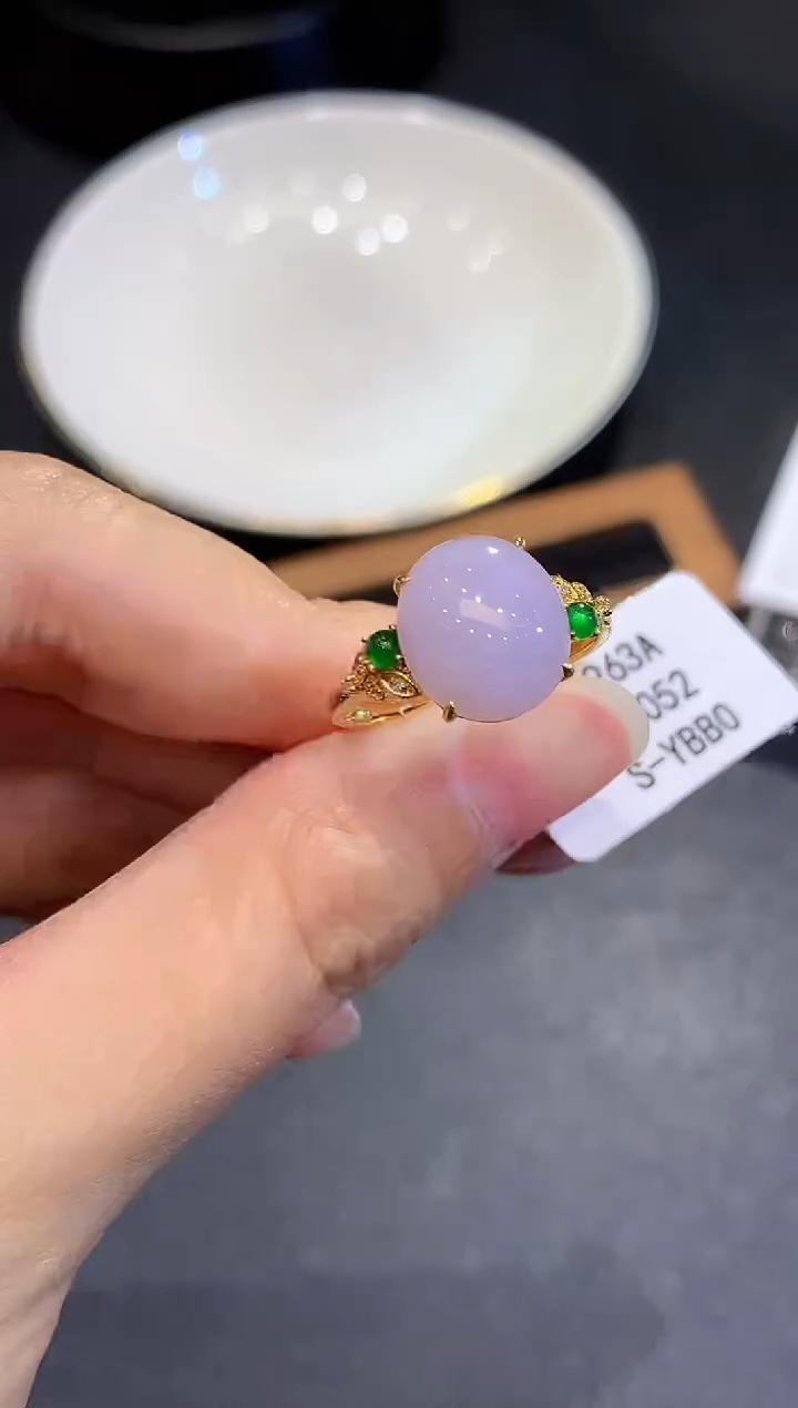 翡翠戒指18K金镶嵌L0052多样性发其一