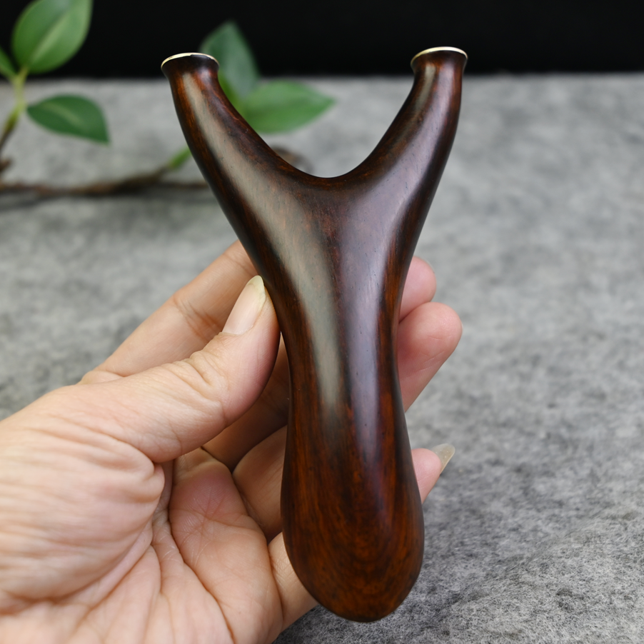 高密紫檀平头火蓝刀锋 木质扁皮反曲精准户外弹弓一把