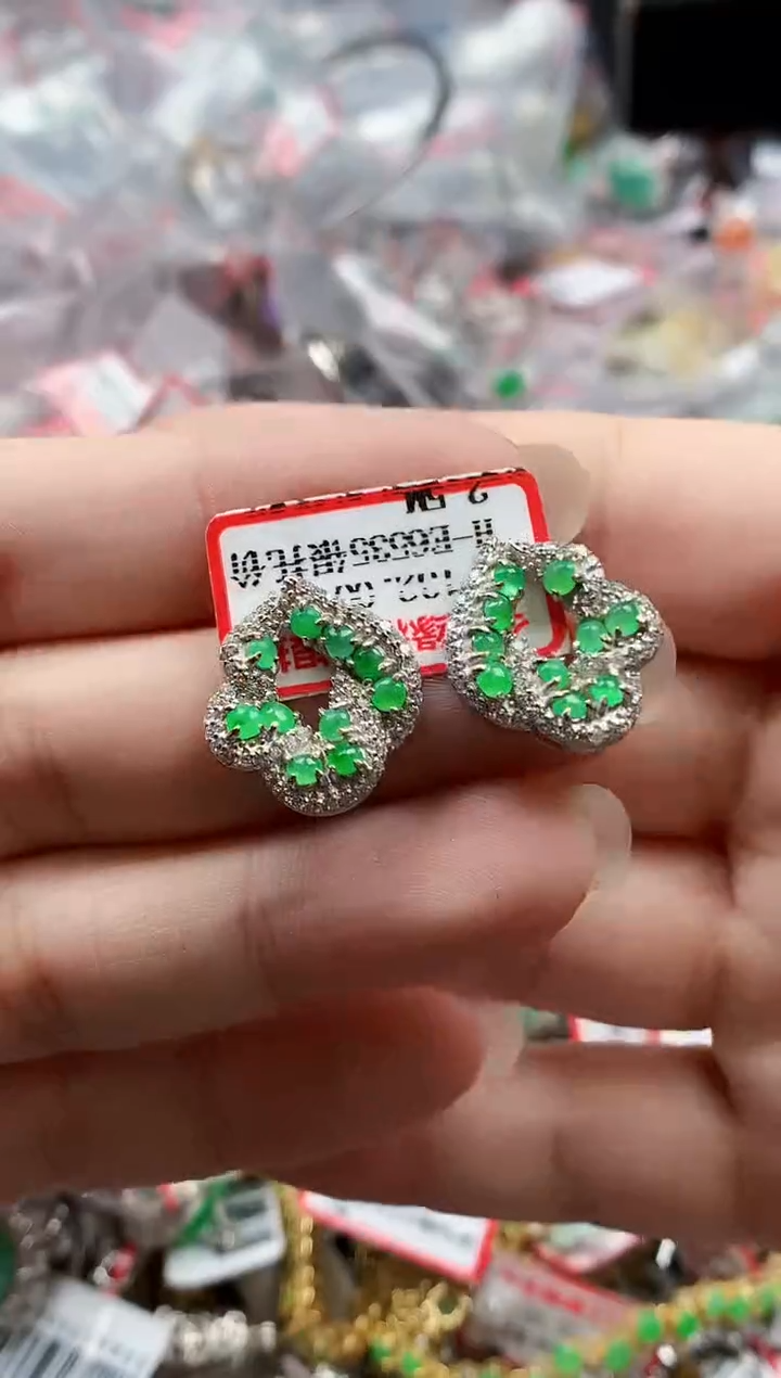 银S925镶嵌戒指翡翠天然A货缅甸翡翠