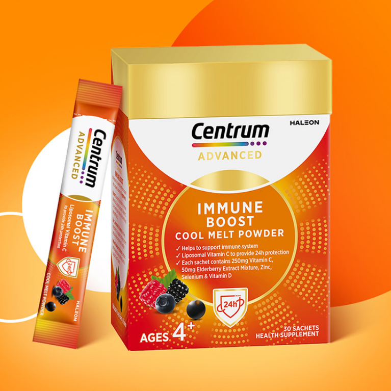 Centrum善存复合维生素免疫VC闪溶粉特添接骨木莓30包/盒DR