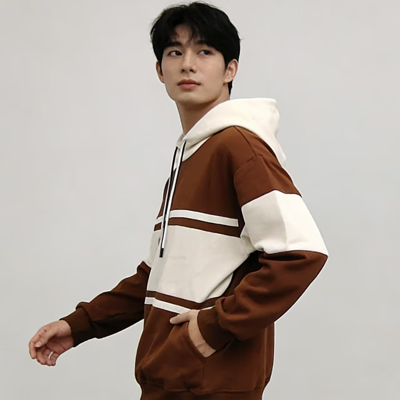 【阳阳甄选】冬季连帽拼接宽松休闲卫衣（WY005）