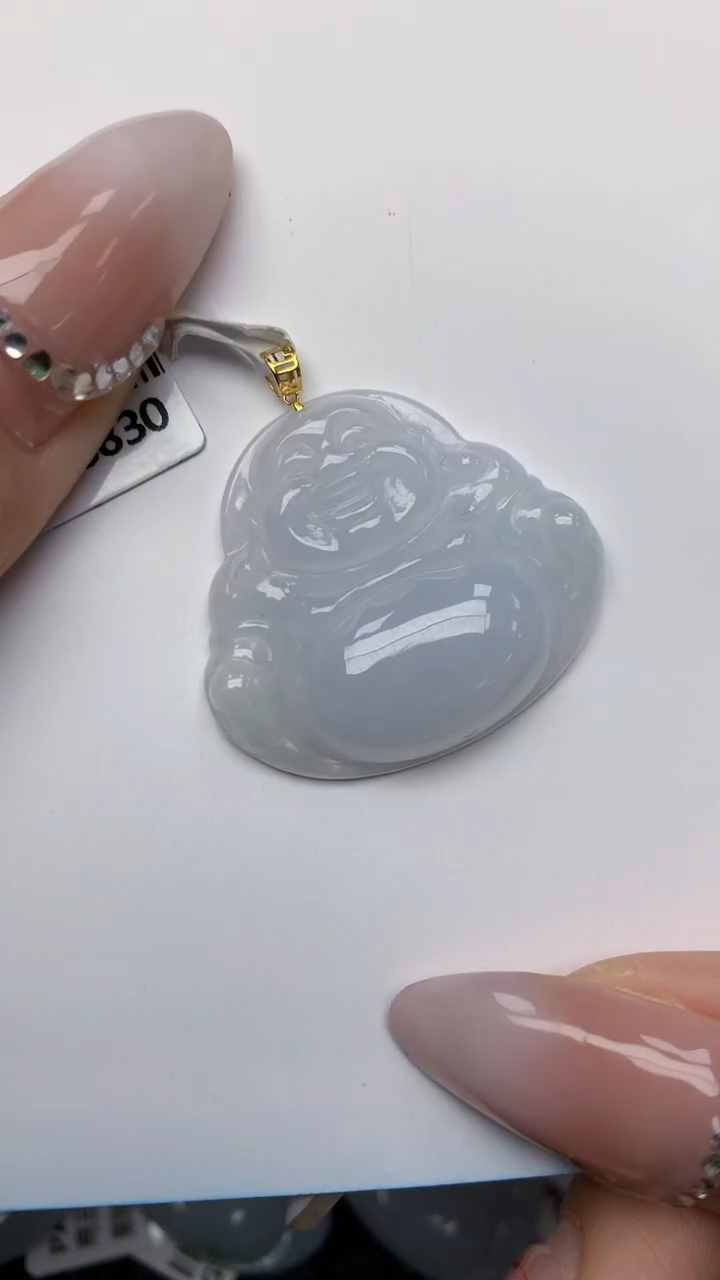 【闪购商品】翡翠颈饰18K金镶嵌天然翡翠A货，