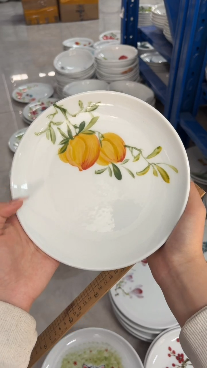 瓷片景德镇高温陶瓷食品级手绘釉中彩-平盘