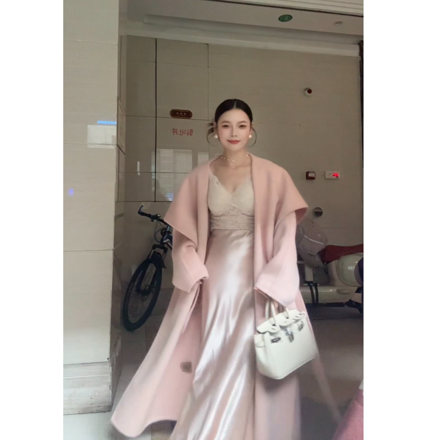 【】慵懒风长款宽松显瘦双面呢羊毛大衣889110