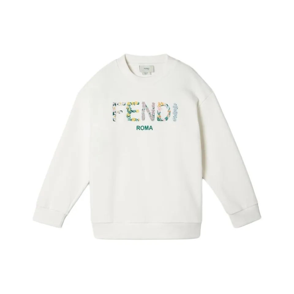 未使用 FENDI/芬迪 卫衣 花园字母圆领长袖 白色