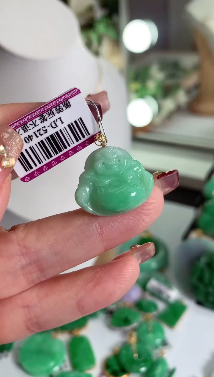 【闪购商品】翡翠吊坠(不含链)18K金镶嵌挂件