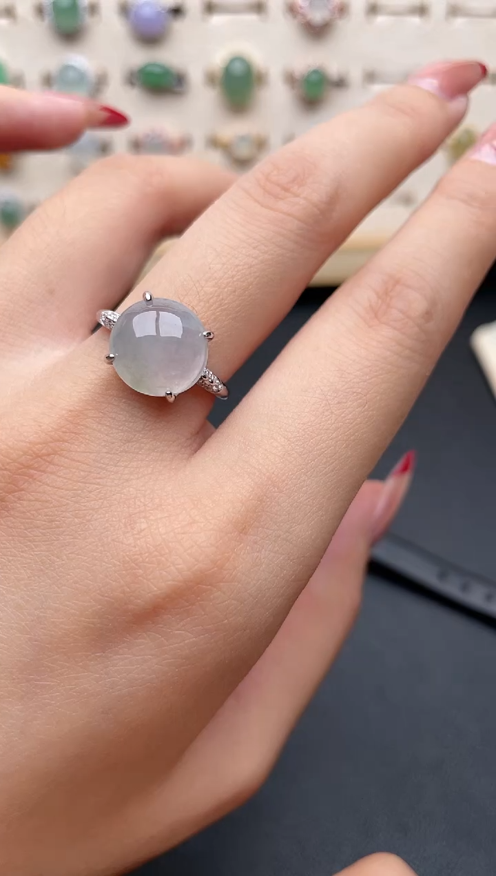 【闪购商品】翡翠戒指银S925镶嵌一物一证一礼盒