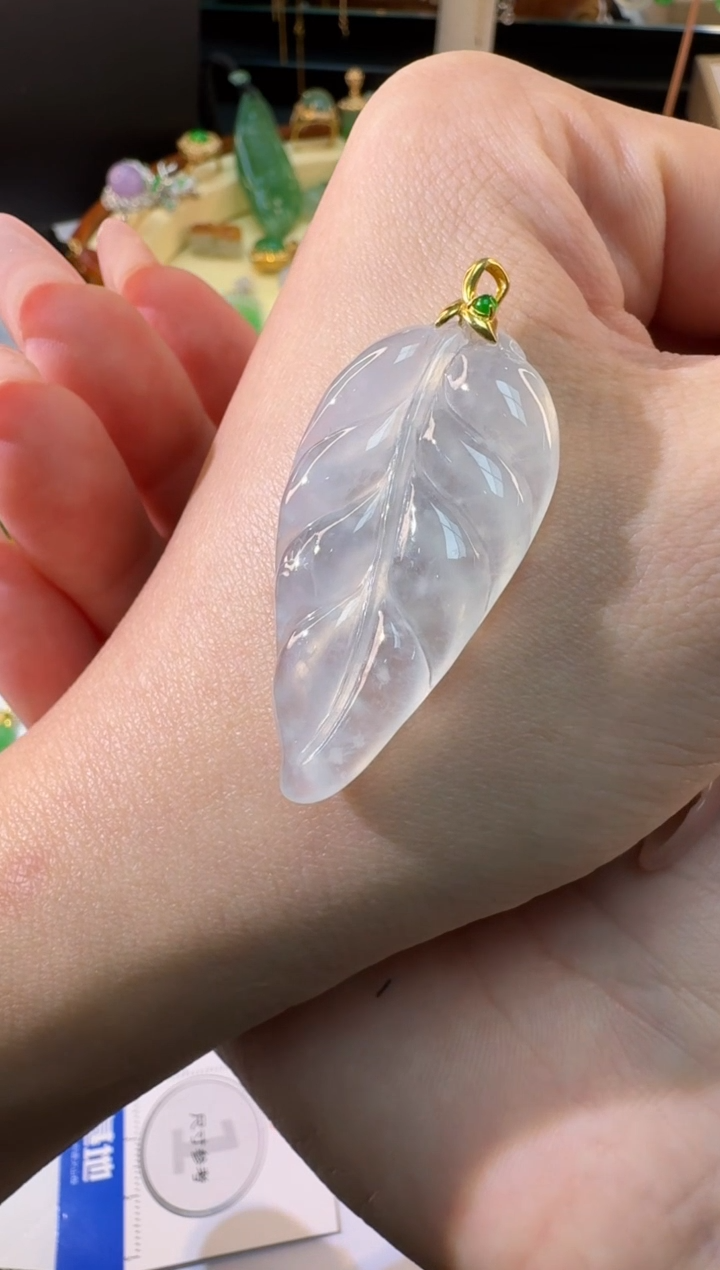 【闪购商品】翡翠耳饰18K金镶嵌缅甸翡翠A货吊坠